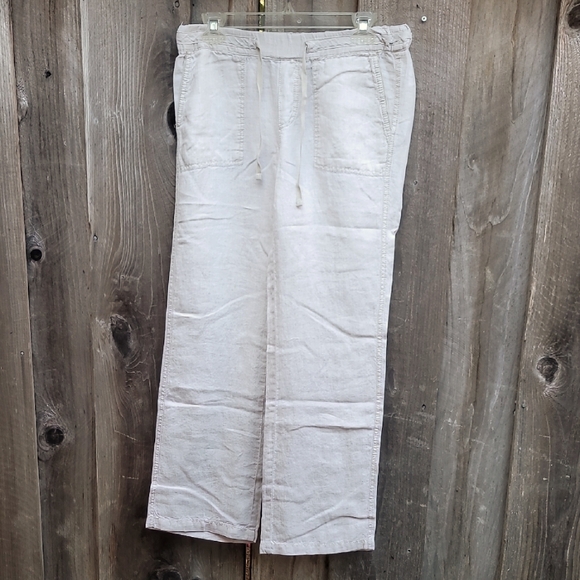 Caslon Linen Cropped Straight Leg Beach Pants in Light Tan Flax Size XS - Picture 4 of 11